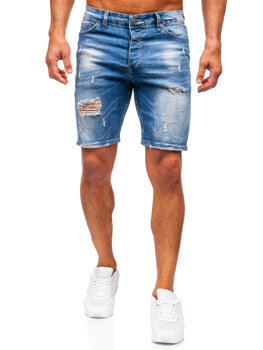 Granatowe krótkie spodenki jeansowe męskie Denley 0584