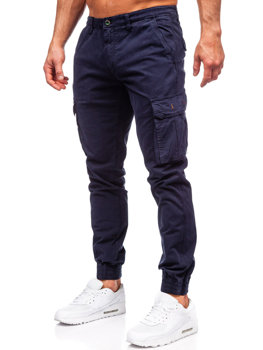 Granatowe spodnie jeansowe joggery bojówki męskie Denley ZK7813