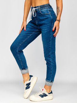 Granatowe spodnie jeansowe joggery damskie Denley BF353
