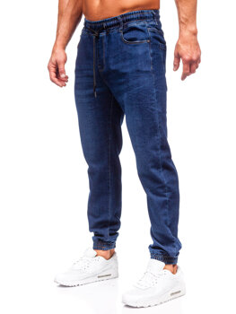 Granatowe spodnie jeansowe joggery męskie Denley 8130