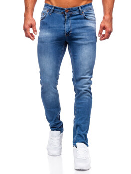 Granatowe spodnie jeansowe męskie slim fit Denley 6767