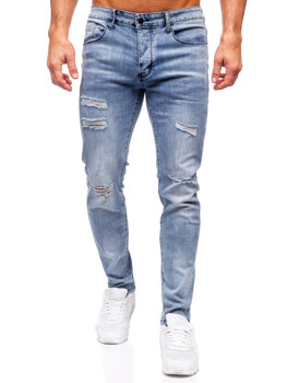 Granatowe spodnie jeansowe męskie slim fit Denley MP0236BC