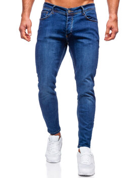 Granatowe spodnie jeansowe męskie slim fit Denley R921