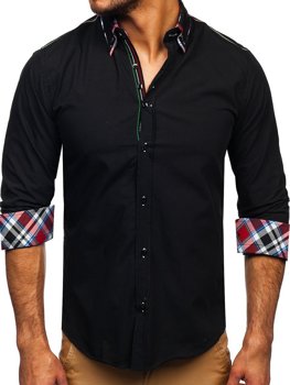 Koszula męska elegancka z długim rękawem czarna Bolf 2705