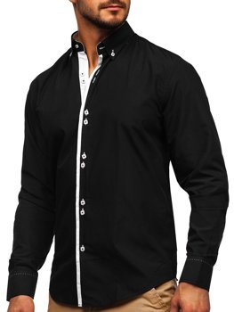 Koszula męska elegancka z długim rękawem czarna Bolf 5797
