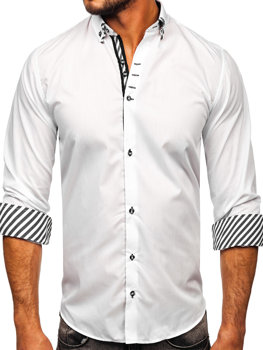 Koszula męska z długim rękawem biała Bolf 3762
