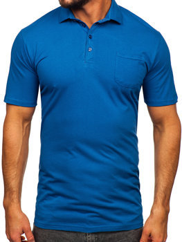 Niebieska bawełniana koszulka polo męska Denley 143006