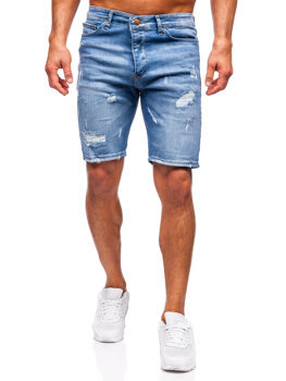 Niebieskie krótkie spodenki jeansowe męskie Denley 0365