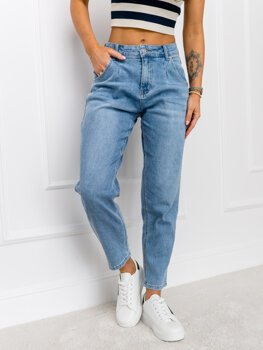 Niebieskie spodnie jeansowe damskie mom fit Denley H2078