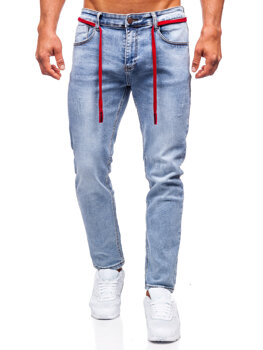 Niebieskie spodnie jeansowe męskie regular fit Denley KX555-2A