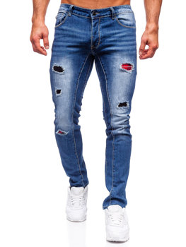 Niebieskie spodnie jeansowe męskie regular fit Denley MP0050B