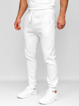 Spodnie męskie joggery dresowe białe Denley CK01