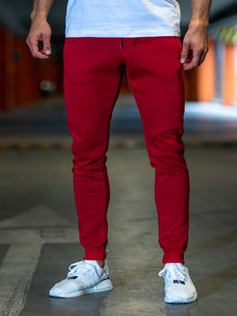 Spodnie męskie joggery dresowe bordowe Denley XW01