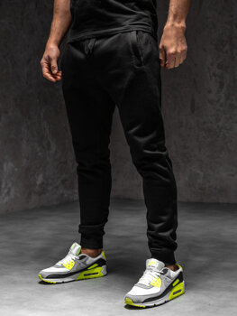 Spodnie męskie joggery dresowe czarne Denley XW01-C