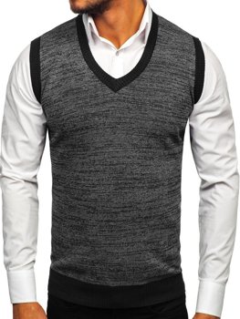 Sweter męski bez rękawów czarny Denley 8131
