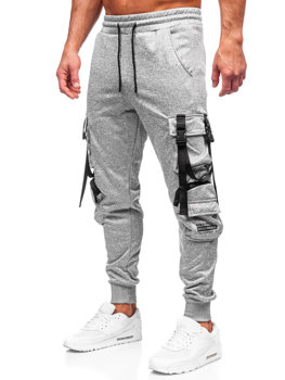 Szare bojówki spodnie męskie joggery dresowe Denley HS7173