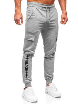 Szare bojówki spodnie męskie joggery dresowe Denley HW2357