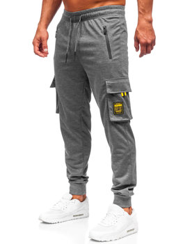 Szare bojówki spodnie męskie joggery dresowe Denley JX9809