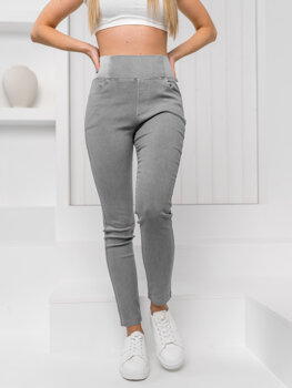 Szare jeansowe legginsy damskie Denley S111