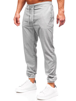 Szare spodnie materiałowe joggery męskie Denley 0065