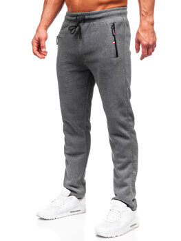 Szare spodnie męskie dresowe nadwymiarowe Denley JX6261