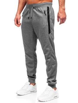 Szare spodnie męskie joggery dresowe Denley 8K212A