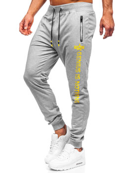 Szare spodnie męskie joggery dresowe Denley K10152