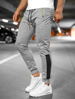 Szare spodnie męskie joggery dresowe Denley K10210