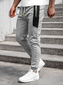 Szare spodnie męskie joggery dresowe Denley K10223