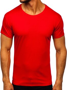 T-shirt męski bez nadruku czerwony Denley 2005