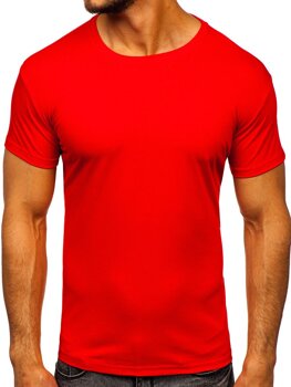 T-shirt męski bez nadruku jasnoczerwony Denley 2005