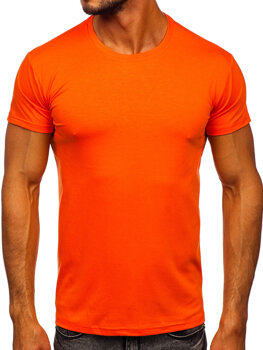 T-shirt męski bez nadruku pomarańczowy Denley 2005-32