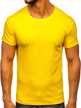 T-shirt męski bez nadruku żółty Denley 2005