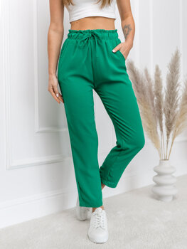 Zielone materiałowe spodnie damskie Denley W7921