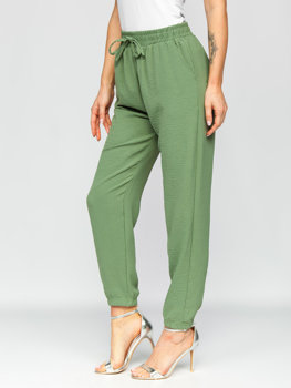 Zielone spodnie joggery damskie Denley W5071