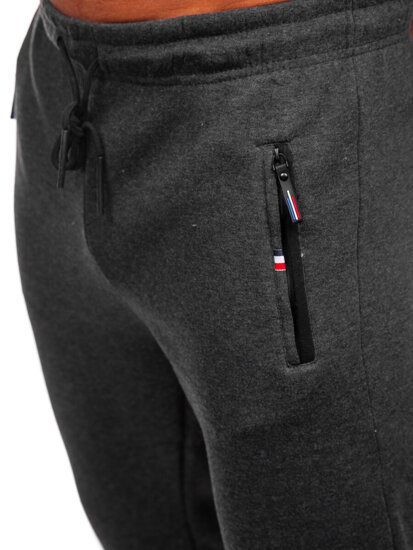 Antracytowe spodnie męskie dresowe nadwymiarowe Denley JX6261