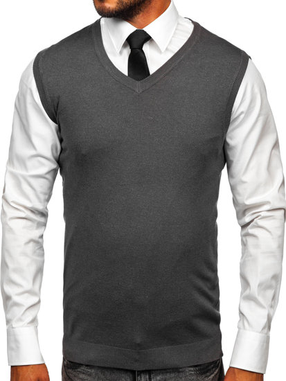 Antracytowy sweter męski bez rękawów Denley MM6005