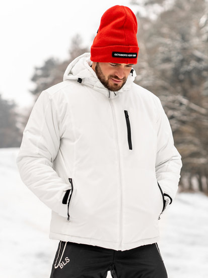 Biała kurtka męska zimowa sportowa Denley HH011A