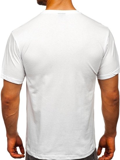 Biały T-shirt męski z nadrukiem Bolf 1171
