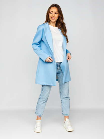 Błękitny krótki płaszcz damski Denley 20672