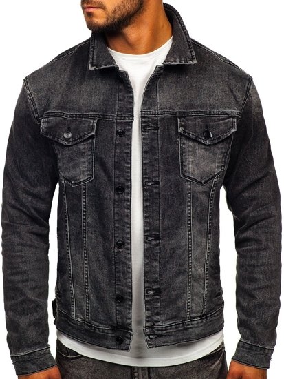 Czarna jeansowa kurtka męska Denley XSF78268