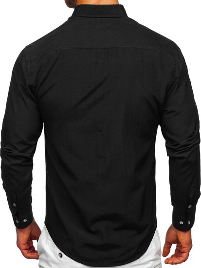 Czarna koszula męska z długim rękawem Bolf 20716