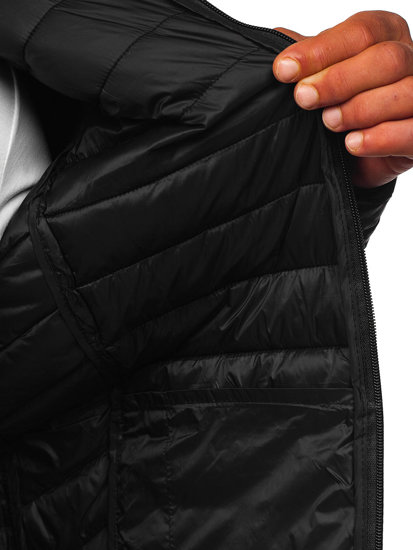 Czarna pikowana kurtka przejściowa męska Denley  58M13021