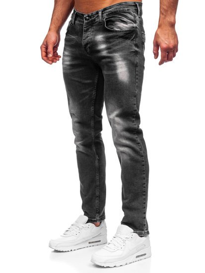 Czarne spodnie jeansowe męskie regular fit Denley R909