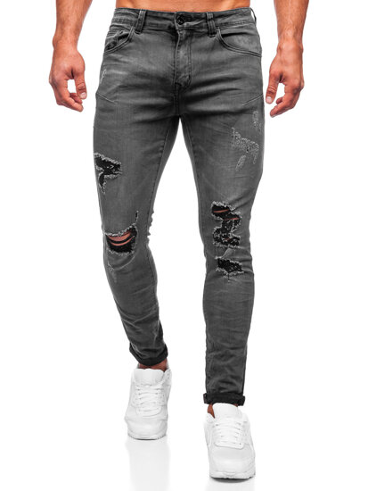 Czarne spodnie jeansowe męskie slim fit Denley KS2081A