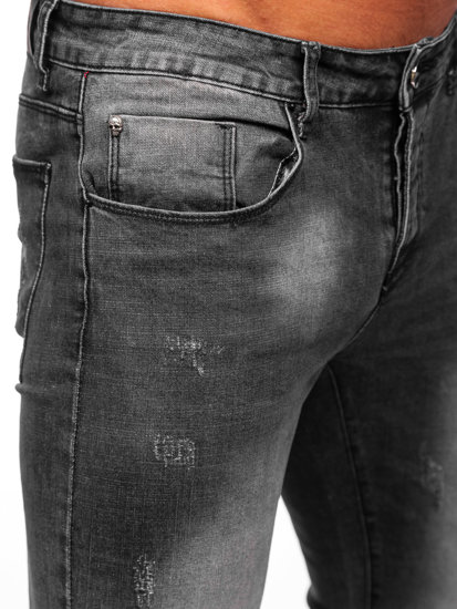 Czarne spodnie jeansowe męskie slim fit Denley MP0056G