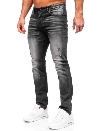 Czarne spodnie jeansowe męskie slim fit Denley MP0070N
