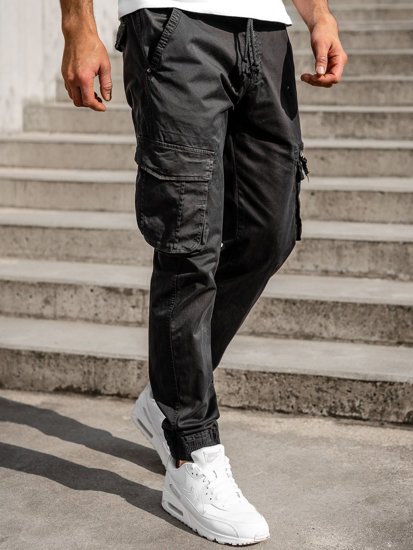 Czarne spodnie joggery bojówki męskie Denley CT6707S0