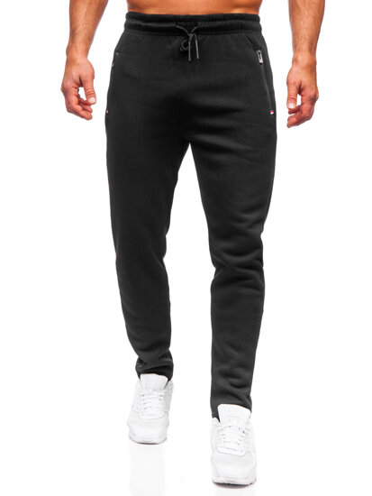 Czarne spodnie męskie dresowe Denley JX6209