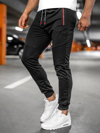 Czarne spodnie męskie dresowe Denley K10203